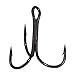 100Pcs Classic Treble Hooks Strong Sharp Round bend Fishing Hooks Set High Carbon Steel Hooks for Saltwater Fishing Size 2 4 6 8 10 12 (Black, 6#-100pcs)