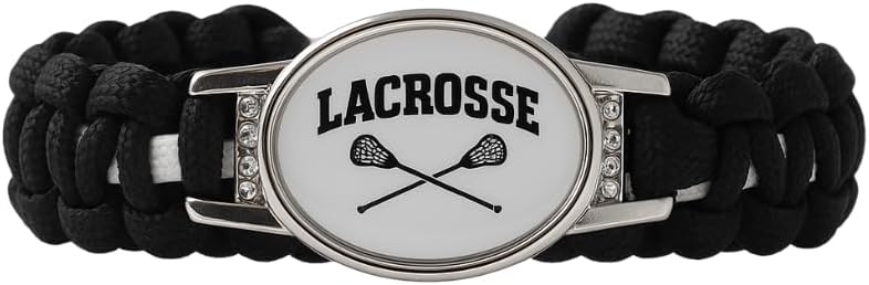 Infinity Collection Black Lacrosse Paracord Bracelet, Lacrosse Jewelry for Boys & Girls, LAX Stick Charm, Gifts for Players, Teams, and Fans, Lacrosse Accessories