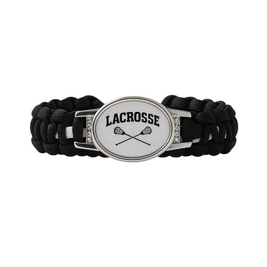 Infinity Collection Black Lacrosse Paracord Bracelet, Lacrosse Jewelry for Boys & Girls, LAX Stick Charm, Gifts for Players, Teams, and Fans, Lacrosse Accessories