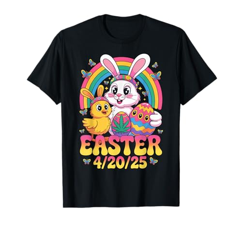 Funny Happy 420 Easter Bunny Smoking Chick Weed Cannabis T-Shirt