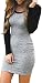 Women's Color Block Long Sleeve Bodycon Tshirt Dress