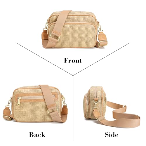 Ambistra Faux Straw Crossbody Bags for Women Small Summer Purse 2026 RFID Woven Raffia Bag for Hawaiian Beach Cruise Travel (Khaki) by Ambistra - Used condition - Image 7
