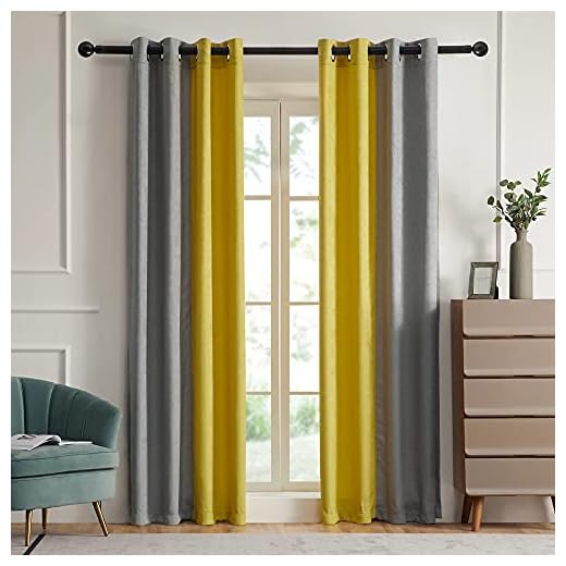 Blackout Curtains for Living Room Thermal Insulated Room Darkening Ombre Curtains Window Drapes for Bedroom Grommet Grey Yellow 95 inch Long 2 Panels