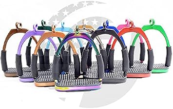 15 Colors Offset Horse Stirrups Flexible Safety 4.75 Riding Bendy Iron Steel