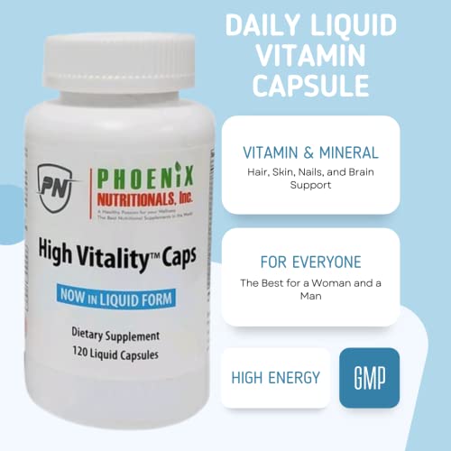 High Vitality Multivitamin And Mineral Full Spectrum Gel Easy Swallow Caps Absorption Potency Liquid Essential Nutrient Hair, Skin, Nails, Adrenal, Brain Support Blend, 120.0 Count #TOP2