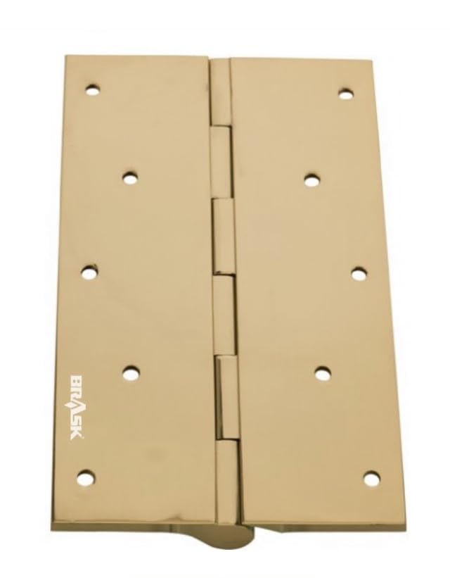Image of BRASK Brass Railway Hinges 6 inch x 1.1 /2 inch x 3 /16 (150 mm x 38 mm x 5 mm) Heavy Duty Brass Door Hinges (Golden Satin, 1)