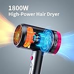 Ionic Hair Dryer with Diffuser, Powerful 1800W Blow Dryer for Women & Men, Fast-Drying Hair Dryer with Nozzle for Home, Salon, Travel - Image 2