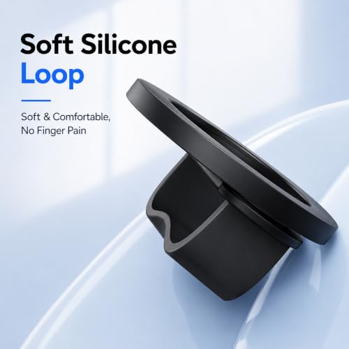 Image of ZORBES Magnetic Phone Grip & Kickstand Phoe Holder for iPhone 12-17 | Soft Silicone Finger Loop Durable Zinc Alloy Phone Stand MagSafe Cases, Strong Adhesion Ring Holder Phone Accessory