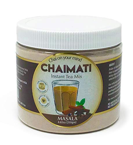 ChaiMati- Masala Chai Latte - Powdered Instant Chai Tea Premix, 8.82oz (250gm) Jar - Makes 20-25 Cups - Very Low Caffeine, Ready in seconds - gets 