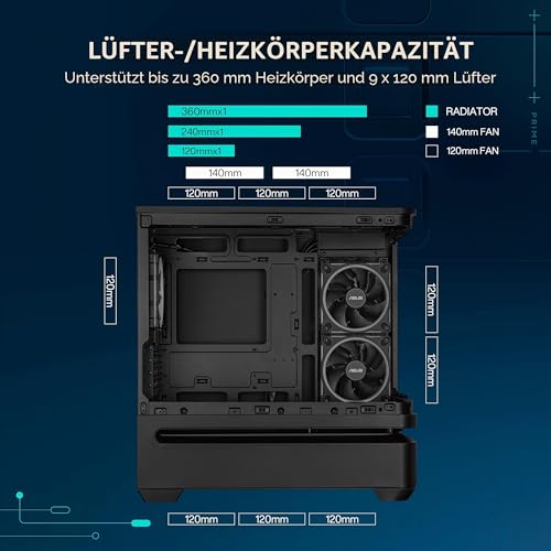 ASUS Prime AP202 mATX PC Gehäuse, Stahl, Mid-Tower | Schwarz