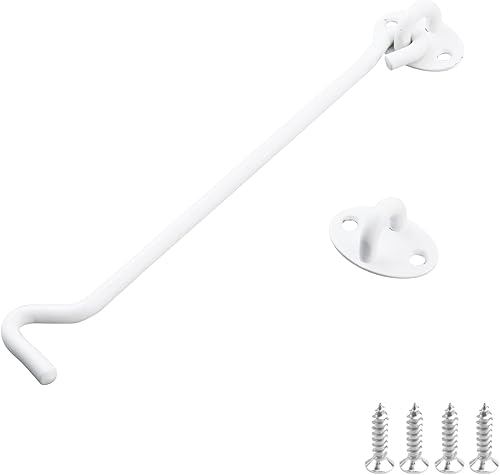 Miniatura 8 de Geesatis Gancho de privacidad para puerta de granero, vintage, gancho de cabina, gancho de latón puro, longitud 4.1 in, dorado