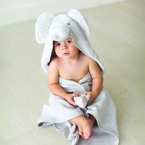 Image of Stephan Baby Hooded Towel - 100% Cotton with Fun Animal Design for Infants and Toddlers, 31 inch Square, Elephant Pink