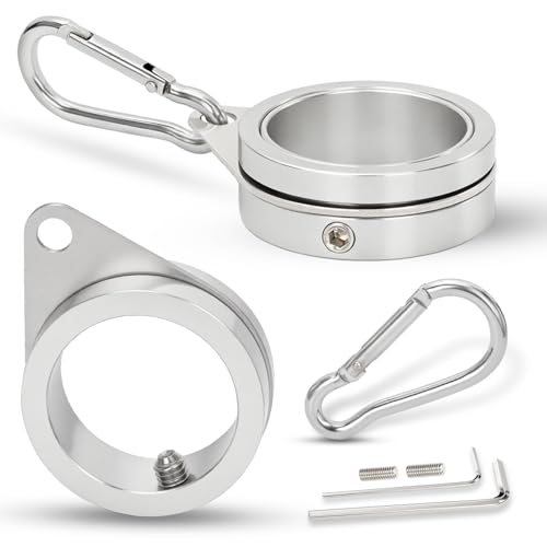 BONWIN 1.25" Flag Pole Rings, 2 Pcs Aluminum Alloy Spinning Flag Pole Ring Clips Swivels, 360° Rotating Anti Wrap Flagpole Ring Hardware with Aluminum Carabiners for 1.02-1.25" Diameter