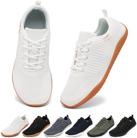 Geweo Barfußschuhe Herren Damen Breiter Zehenbox Zero Drop Sneaker Gr.37-47 | Atmungsaktives Obermaterial Leichte Flexible Sohle Rutschfester Grip für Laufen Fitness Wandern Freize