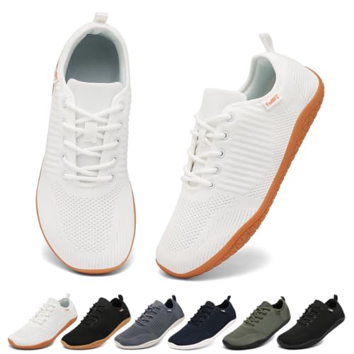 Geweo Barfuss Schuhe Damen Breiter Zehenbox Zero Drop Weiß 40
