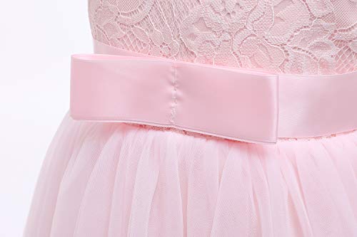 Glamulice Lace Bridesmaid Flower Girl Dress First Communion Kids Birthday Ball Gown Junior Elegant Tulle Maxi Long A Line Holiday Prom Pageant Wedding Party Dresses Christmas Blush Pink 14 15 Evening