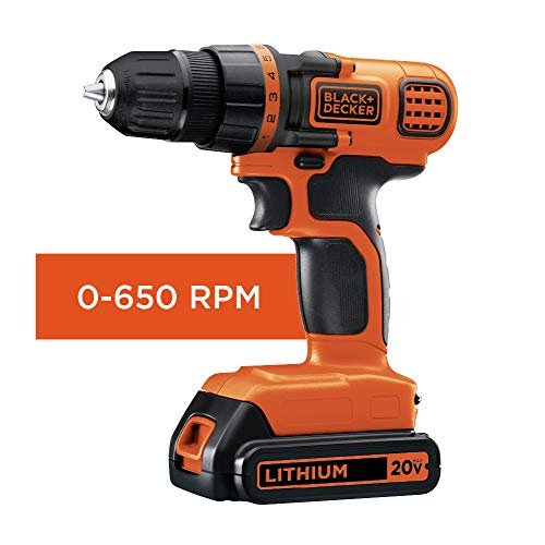 BLACK+DECKER Parafusadeira e Furadeira de 3/8 Pol. (10mm) a Bateria 20V Ion-Litio 650 RPM com 50 Ace