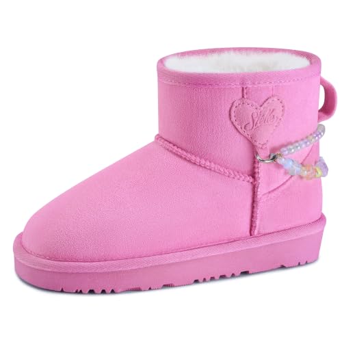 Image of Stelle Girls Winter Boots Warm Fur Lined Snow Boots | DIY Beaded Decoration,Cozy & Lightweight,Faux Suede Upper,Easy Pull-On,Non-Slip TPR Outsole,For Toddlers,Little Big Kids