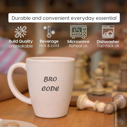 Image of Eha Earth Friendly Customised Coffee Mug, Coaster with Bag 300 ml, Set of 1 | Made with Rice Husk Biocomposite | Personalized Gifts for Friends and Family | Sand Castle