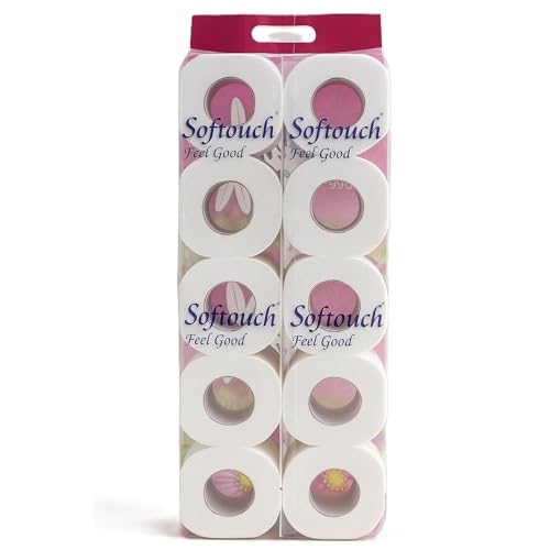 Image of Softouch 2 Ply Toilet Paper Tissue Roll Family Pack 10-in-1 (240 Sheets Per roll)