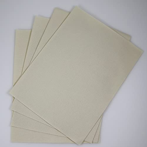 Image of KCS 4 /6 pc of 12 inch x 18 inch 30cmx45cm 16CT Counted Cotton Aida Cloth Cross Stitch Fabric (Cream, 4 pc)