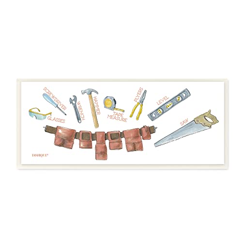 Image of 'Various Construction Tools Educational'| Wall Plaque Art | Stupell Industries | 17 x 7 Inches, Easy to Hang and Sturdy, Made in USA, by Dishique