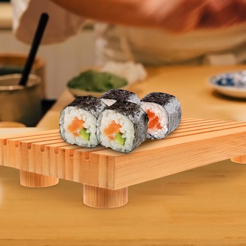 Bandeja rectangular pequeña para sushi de bambú miniatura 5