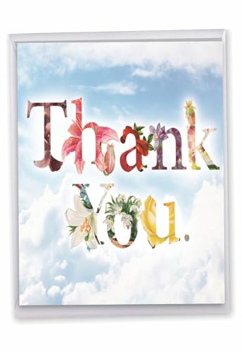 The Best Card Company - 1 Flower Thank You Greeting Card (8.5 x 11 Inch) - Beautiful Floral Gratitude Notecard, Big Appreciation and Thanks - Thanks a Bunch J2359ATYG