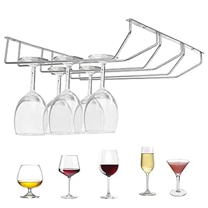 Wijnrek glazen houder, wijnglazen houder rek, wijnbeker rek, roestvrij stalen glazen rek, rack glazen hanger, onder kast stemware met luchtdroogsysteem, opslag voor bar & keuken (13 inch)