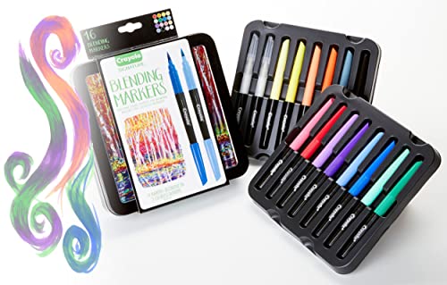 Image of Crayola Blending Marker Kit with Decorative Case, 14 Vibrant Colors & 2 Colorless Blending Markers