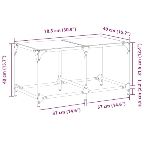 Table Basse en Verre Transparent et Acier Moderne 78,5x40x40cm