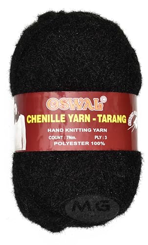 Image of M.G ENTERPRISE Knitting Wool Yarn, Soft Fancy Feather Wool Black 200 GMS Best Used with Knitting Needles, Soft Fancy Wool-TE Art-HEB