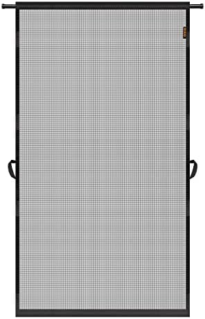 MAGZO Hanging Screen Door, Fits Door Size 36" x 80" (Curtain Size 38'' x 81''), Durable Fiberglass Screen Door Mesh with Tension Rod&Hook&Loop (One Piece Can be Installed in 2 Ways), Weighted Bottom