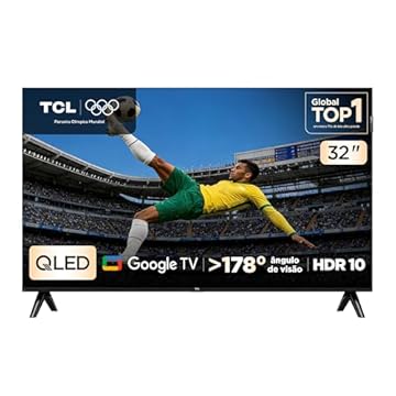 TCL, Smart TV, 32 Polegadas, HD QLED, WiFi, Bluetooth, Google TV, 2 HDMI, HDR10, Dolby Audio, 32S5K