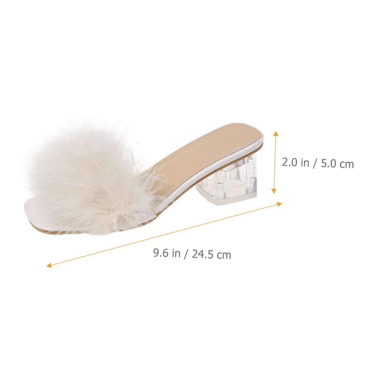 Ipetboom Pantuflas Peludas Tacón Transparente Talla 39 Beige para Mujer