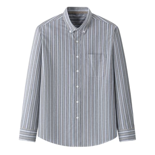 Chemise infroissable homme en coton rayé à manches longues facile d'entretien