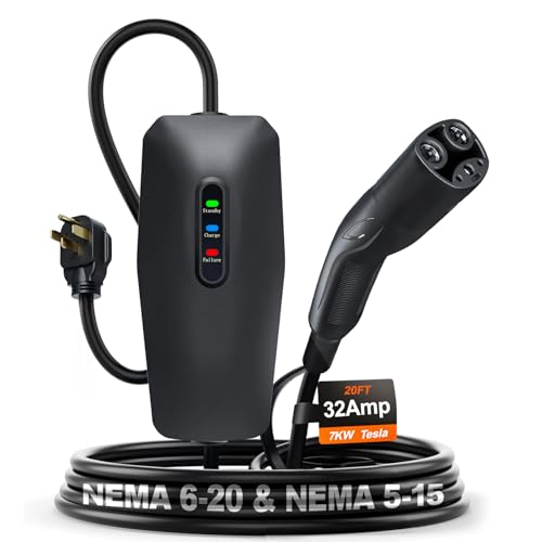VDLPOWERVP Level 2 Tesla Charger, Level 2 EV Charger for Tesla with 20FT Cable, 7KW 32Amp, NEMA 14-50 Plug, NACS Connector, 240V Portable Electric Car Charger for Tesla Models Y/X/3/S