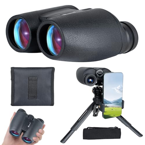 15x30 Compact Binoculars for Adults High Power with Phone Adapter and Tripod, Waterproof HD Binoculars Telescope with Low Light Night Vision for Hunting Bird Watching Travel Football Games