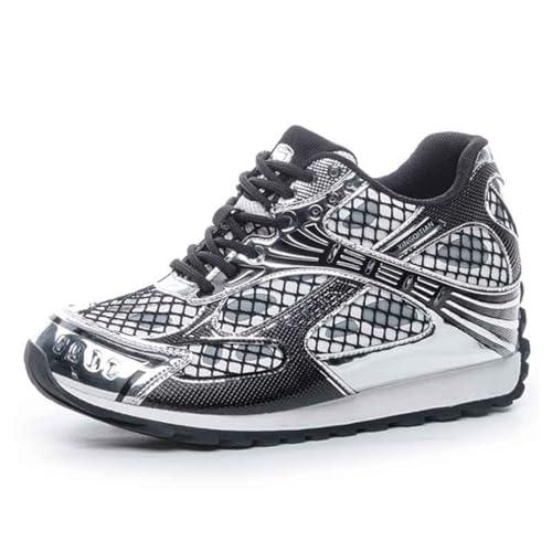 VEACAM Zapatillas De Plataforma para Mujer con Tacón Alto Oculto Zapatos De Cuero para Caminar Lona Transpirable Moda con Cordones,Black a,37 EU