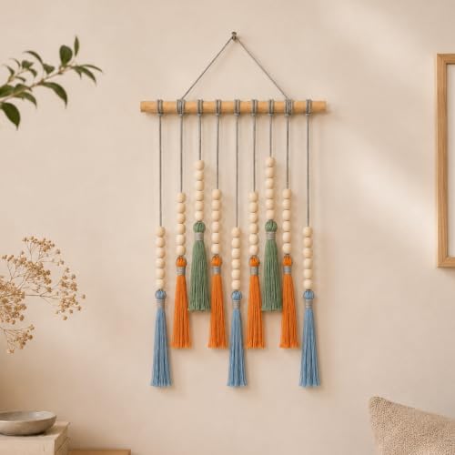 Image of Nostrae by Ekhasa Macrame Wall Hanging Leaves | Boho Wall Hanging Big Size | Handmade Macrame Wall Decor for Bedroom, Living Room, Balcony & Nursery | Boho Theme Home Decor Tapestry