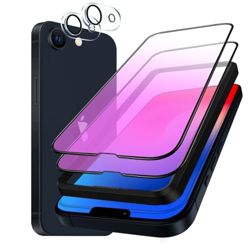 DXFAU �u���[���C�g�J�b�g �K���X�t�B���� iPhone 16E �p �����K���X�t�B����(2��)�{�����Y�ی�t�B���� (2���j�A�C�t�H��16e �p �S�ʕی�t�B���� 6.1�C���` �ڂ̔����y�� �d�x10�g ���炩�ȃ^�b�`���� �w��t���h�~ �C�A�h�~ 
