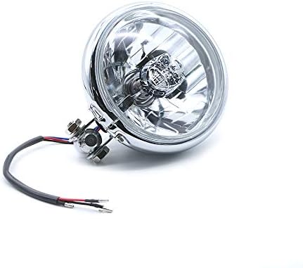 Motorcycle High/Low Beam Retro Vintage Skull Light Bulb Headlight For Harley Dyna Honda VT Cruiser Bobber (Chrome)