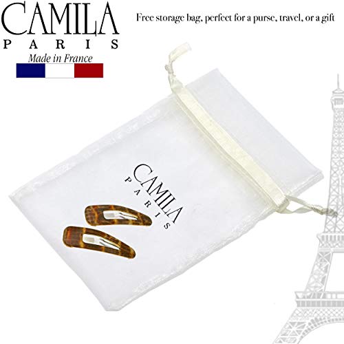 Camila Paris CP3093 French Hair Barrettes Clips, Snap Hair Slides Clic Clac for Women, Styling Girls Side Slide-in Metal Snap Pin Hair Accessories for Women. Strong Hold, No Slip Grip, Made in France
