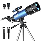 ★【El trípode es estable y ajustable】El kit de telescopio astronómico también incluye un trípode ajustable, que se puede ajustar en altura para adultos o acortar para que lo usen los niños. El uso de aleación de aluminio y el diseño antideslizante garantizan la estabilidad y brindan una excelente experiencia. Ligero y conveniente para viajes y almacenamiento. Utilice el soporte del teléfono para compartir fotos con su familia y amigos en tiempo real.