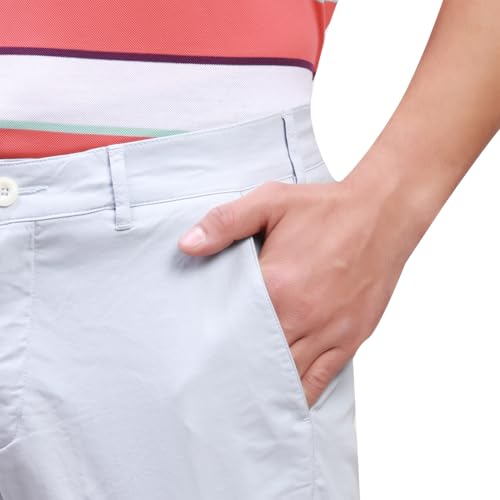 Image of Colorplus Men's Cotton Blend Solid Piece Dyed Pattern Contemporary Fit Flat Front Casual Trouser
