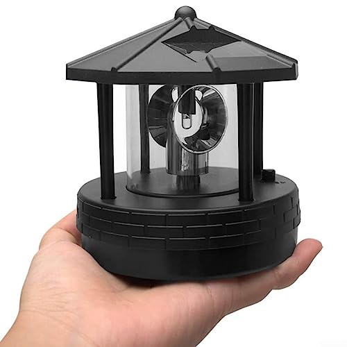 Solar-Leuchtturm Für Garten – 360° Drehbar, Wasserdicht, Automatisches Licht, Schwarz, Inkl. Akku