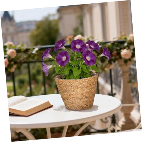 Pots de fleurs rustiques en paille avec base stable et durable