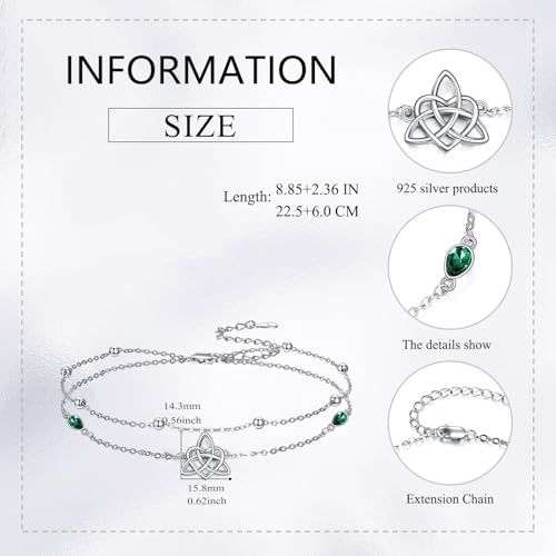 Image of VONALA Evil Eye Anklet 925 Sterling Silver Irish Celtic Knot /Witches Knot /Claddagh /Infinity Heart /Butterfly /Pineapple Chain Hotwife Anklet Foot Ankle Jewerly Gift for Women Mother Wife Sisters