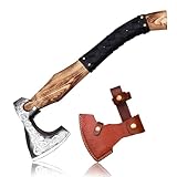 Handgefertigte Wikinger-Axt- 48 cm Griff LARP DEKO Jagd-Outdoor-Camping-&Uuml;berlebensbeil Nordische Axt 1095 Kohlenstoffstahl Eichenholz Griff. Nr 10