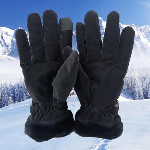 Bawnhaw Luvas femininas de inverno impermeáveis à prova de vento, forro quente de pelúcia sintética